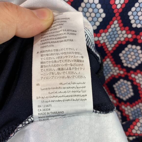 DAILY SPORTS  Size M Sleeveless Zip Neck Dress Geometric Print Red Blue Pink - Picture 6 of 7